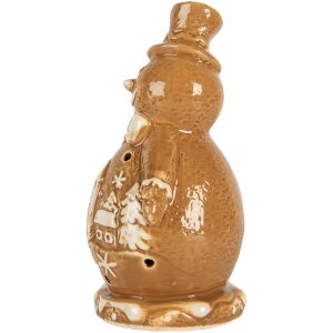 Clayre & Eef Décoration Bonhomme de Neige Céramique 11x8x16 cm