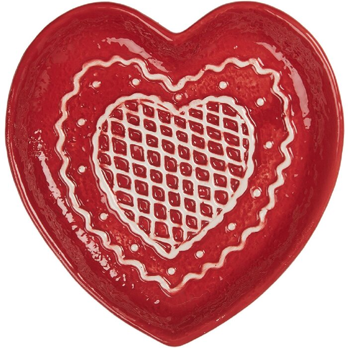 Clayre & Eef 6CE2359 Petite Assiette Céramique Rouge & Blanc 17x17x3 cm
