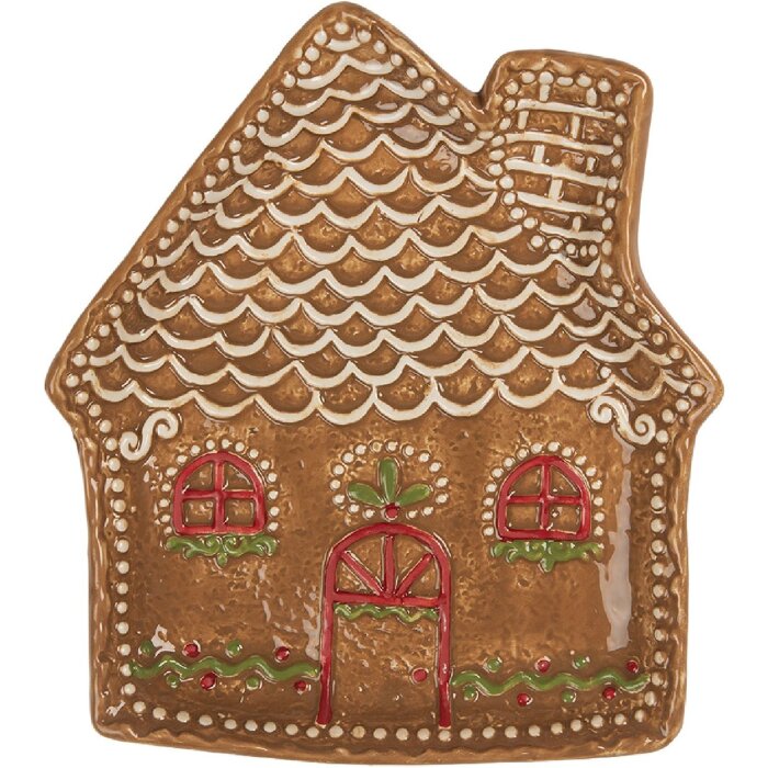Clayre & Eef Assiette 20x18x3 cm Marron-Blanc