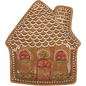 Clayre & Eef Assiette 20x18x3 cm Marron-Blanc