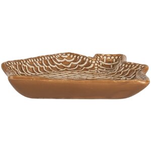 Clayre & Eef Assiette 20x18x3 cm Marron-Blanc