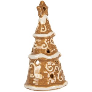 Clayre & Eef Bougeoir Sapin Ø 8x15 cm Céramique Noël