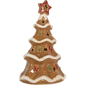 Clayre & Eef Bougeoir Sapin de Noël 11x8x17 cm
