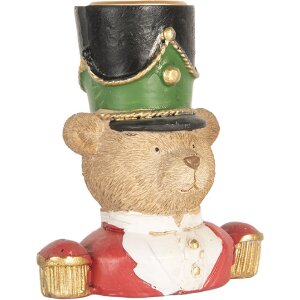 Clayre & Eef Bougeoir Ours 9x6x10 cm Marron et Rouge