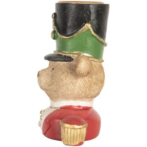 Clayre & Eef Bougeoir Ours 9x6x10 cm Marron et Rouge