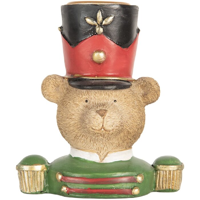 Clayre & Eef Bougeoir Ours Marron et Vert 9x6x10 cm