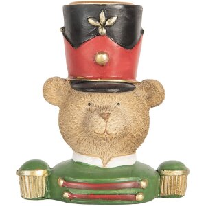 Clayre & Eef Bougeoir Ours Marron et Vert 9x6x10 cm