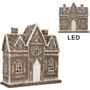 Clayre & Eef 6PR5814 Maison Décoration LED 26x10x25 cm Marron/Blanc