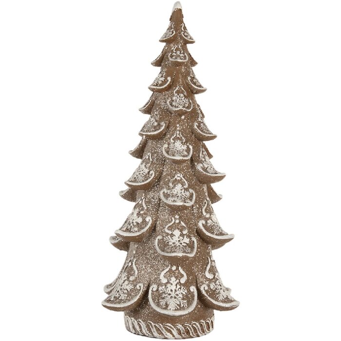 Clayre & Eef Décoration Sapin de Noël 19x19x40 cm Marron et Blanc