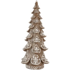 Clayre & Eef Décoration Sapin de Noël 19x19x40 cm Marron et Blanc