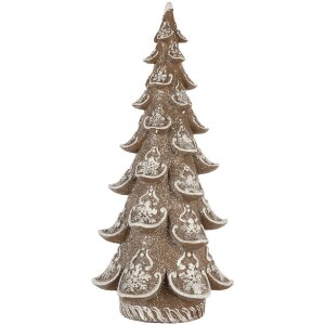 Clayre & Eef Décoration Sapin de Noël 19x19x40 cm Marron et Blanc