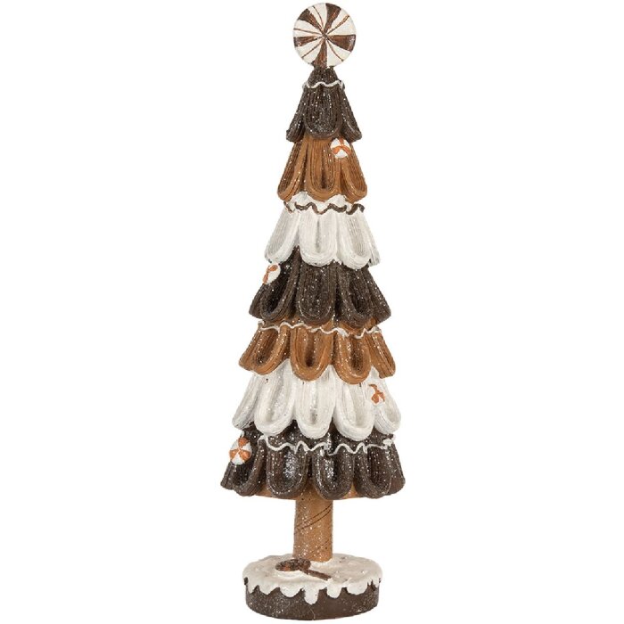 Clayre & Eef Décoration Sapin de Noël 12x39 cm Marron-Blanc