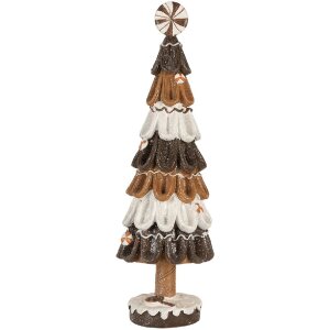 Clayre & Eef Décoration Sapin de Noël 12x39 cm Marron-Blanc