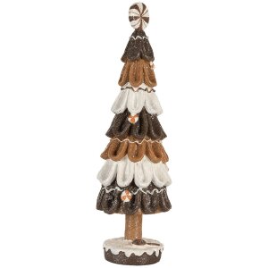 Clayre & Eef Décoration Sapin de Noël 12x39 cm Marron-Blanc