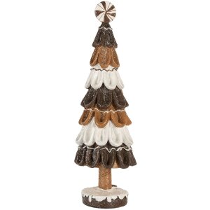 Clayre & Eef Décoration Sapin de Noël 12x39 cm Marron-Blanc