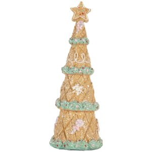 Clayre & Eef 6PR5830 Décoration Sapin de Noël Ø 9x25 cm Brun-Vert