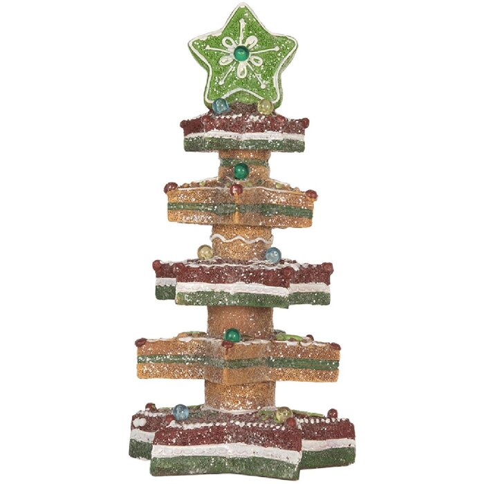 Clayre & Eef 6PR5838 Déco Sapin de Noël LED 15x29 cm Marron-Rouge