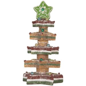Clayre & Eef 6PR5838 Déco Sapin de Noël LED 15x29 cm Marron-Rouge