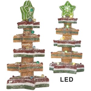Clayre & Eef 6PR5838 Déco Sapin de Noël LED 15x29 cm Marron-Rouge