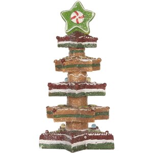 Clayre & Eef 6PR5838 Déco Sapin de Noël LED 15x29 cm Marron-Rouge