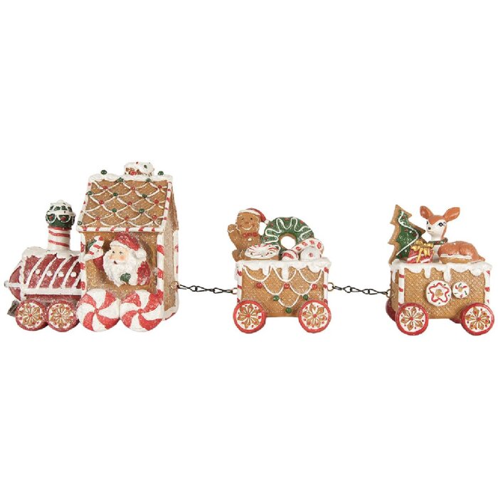 Clayre & Eef Train Décoratif 33x10x15 cm Brun-Rouge