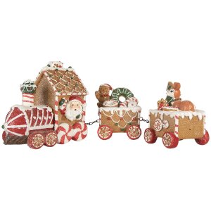 Clayre & Eef Train Décoratif 33x10x15 cm Brun-Rouge