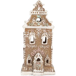 Maison Décorative LED Clayre & Eef 9x7x18 cm Braun-Rosa