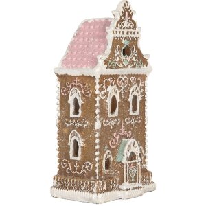 Maison Décorative LED Clayre & Eef 9x7x18 cm Braun-Rosa