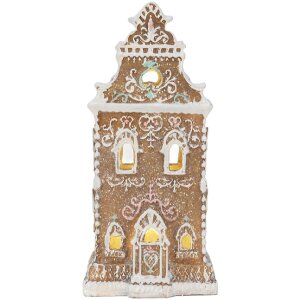 Maison Décorative LED Clayre & Eef 9x7x18 cm Braun-Rosa