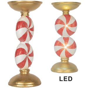 Clayre & Eef Bougeoir LED Or & Blanc 10x23 cm