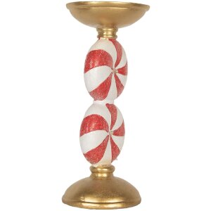 Clayre & Eef Bougeoir LED Or & Blanc 10x23 cm