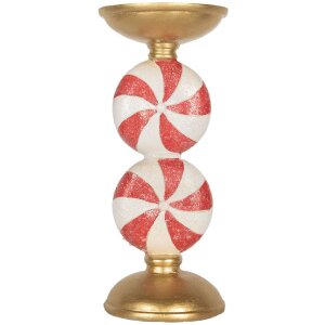 Clayre & Eef Bougeoir LED Or & Blanc 10x23 cm