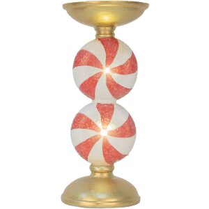 Clayre & Eef Bougeoir LED Or & Blanc 10x23 cm