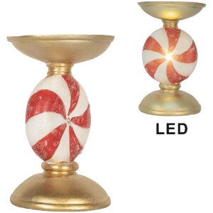 Bougeoir LED Ø 10x16 cm Doré Blanc Clayre & Eef