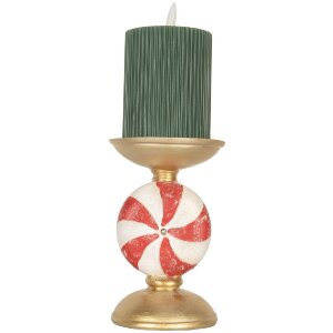 Bougeoir LED Ø 10x16 cm Doré Blanc Clayre & Eef