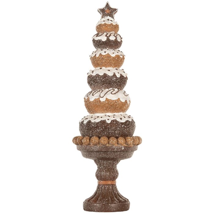 Clayre & Eef 6PR5852 Déco Sapin de Noël Ø 11x33 cm Marron & Blanc