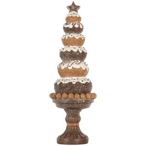 Clayre & Eef 6PR5852 Déco Sapin de Noël Ø 11x33 cm Marron & Blanc