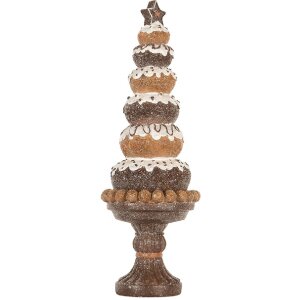 Clayre & Eef 6PR5852 Déco Sapin de Noël Ø 11x33 cm Marron & Blanc