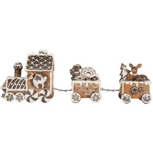 Clayre & Eef 6PR5856 Train Décoratif 33x10x15 cm Marron et Blanc