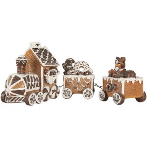 Clayre & Eef 6PR5856 Train Décoratif 33x10x15 cm Marron et Blanc