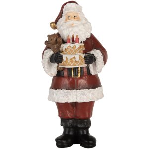 Clayre & Eef Décoration Père Noël avec Gâteau 10x10x21 cm