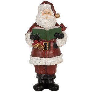 Clayre & Eef Père Noël avec Livre 10x10x21 cm
