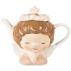 Clayre & Eef Théière Céramique 650ml Beige-Rose 21x12x16cm