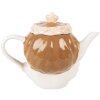 Clayre & Eef Théière Céramique 650ml Beige-Rose 21x12x16cm