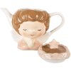 Clayre & Eef Théière Céramique 650ml Beige-Rose 21x12x16cm