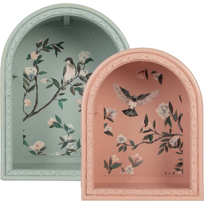 Clayre & Eef 6H2460 Set de 2 Étagères Murales Bleu Rose 30x16x40/24x14x30 cm