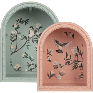 Clayre & Eef 6H2460 Set de 2 Étagères Murales Bleu Rose 30x16x40/24x14x30 cm