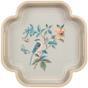 Clayre & Eef Set de 2 Plateaux Décoratifs Beige Rose 30x30/24x24 cm
