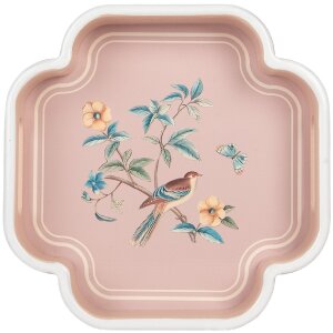 Clayre & Eef Set de 2 Plateaux Décoratifs Beige Rose 30x30/24x24 cm