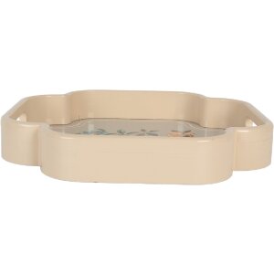 Clayre & Eef Set de 2 Plateaux Décoratifs Beige Rose 30x30/24x24 cm
